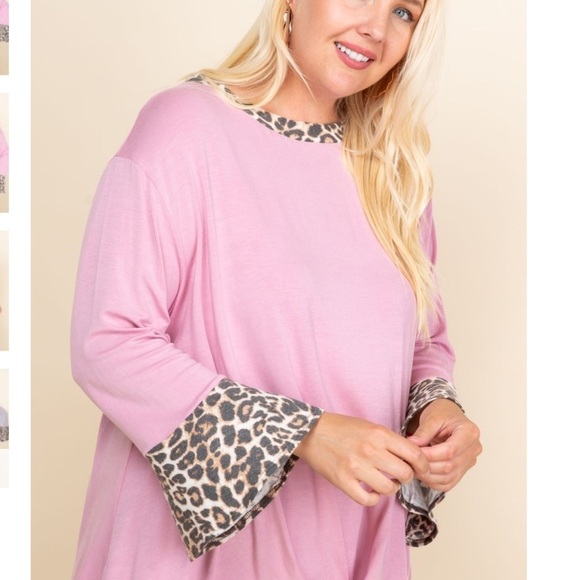 New!Plus Size Jersey Animal Print Bell Sleeves, Front Gathered Hem Size 1X 2X 3X - Picture 6 of 6